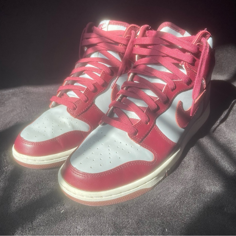 Red and White High-Top Sneakers